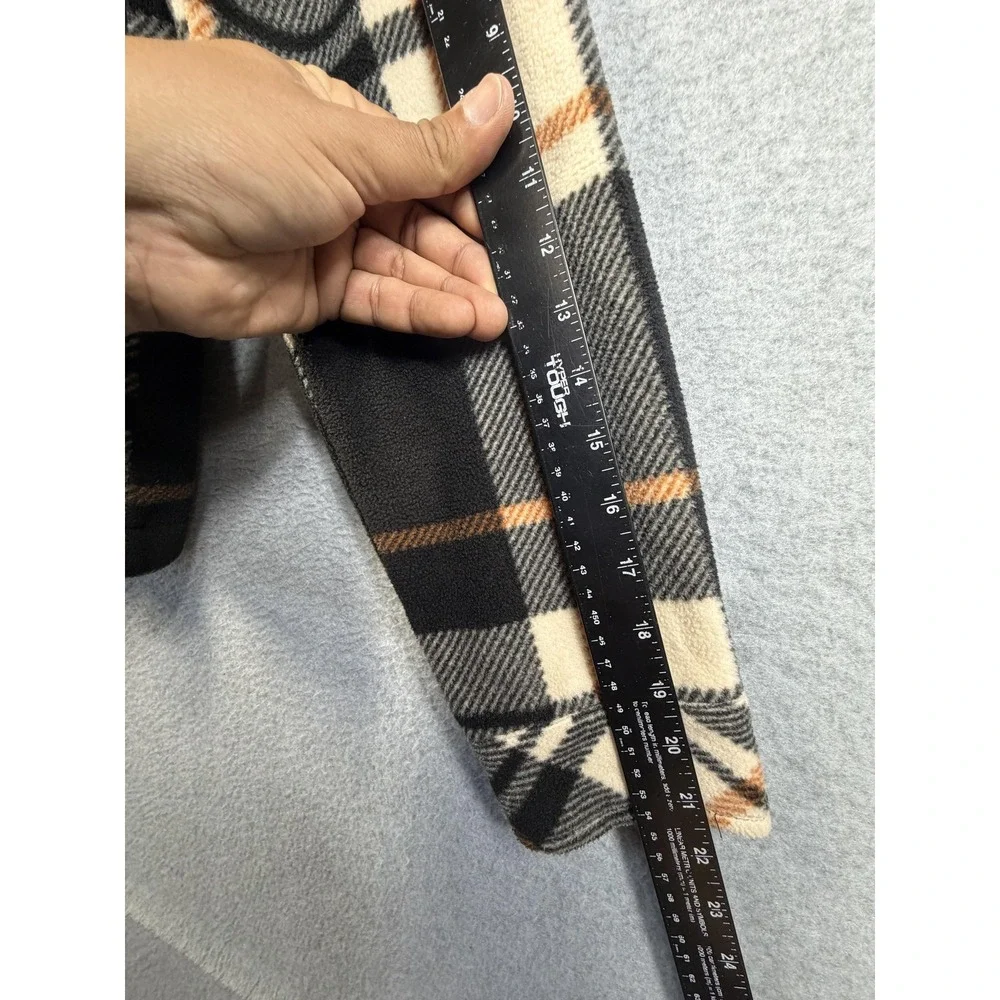 Thread & Supply Jacket Womens Small Black Copper Plaid Fleece Button Up Cropped